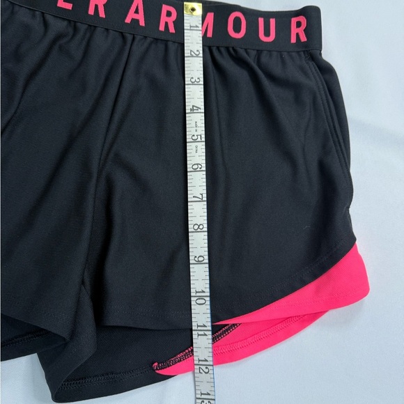Under Armour Black and Pink Athletic Shorts with Elastic Waistband - Picture 3 of 5